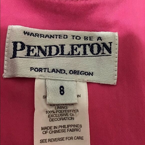 Pendleton Pink Collarless Blazer Blossom & Butterflies Stretch Button Down New - Picture 8 of 10